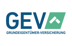 Logo der GEV Versicherung mit stilisiertem Haus-Symbol und Schriftzug Grundeigentümer-Versicherung