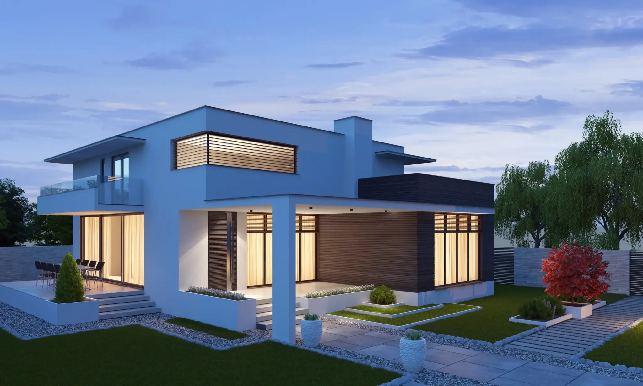 Modernes Wohnhaus als Symbol für Neubauversicherung