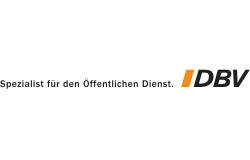 Logo der DBV Versicherung mit dem Zusatz „Spezialist für den Öffentlichen Dienst“ auf transparentem Hintergrund.
