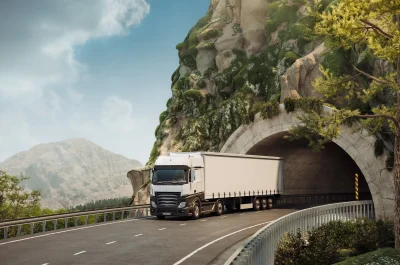 Ein LKW transportiert Waren